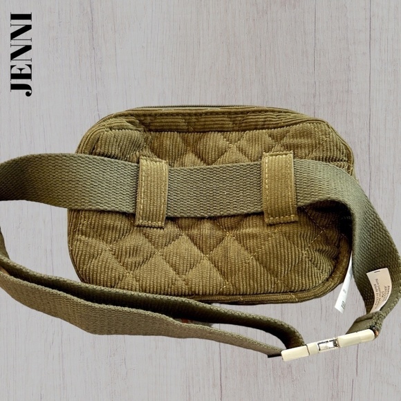 JENNI Quilted Corduroy Top Zip Sling Bag BeltBag/Belt Bag Olive Green-Size S/M - Picture 8 of 14